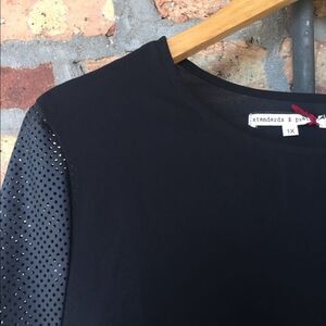 Standard & practice black sheer short sleeve top